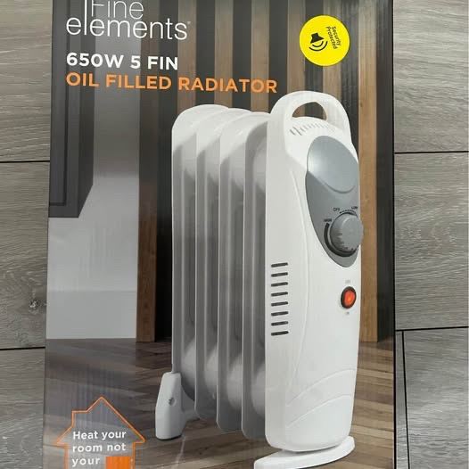 Fine Elements 650W 5 Fin Oil Filled Radiator - New