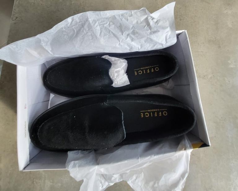 Black suede loafers unworn size UK 11 