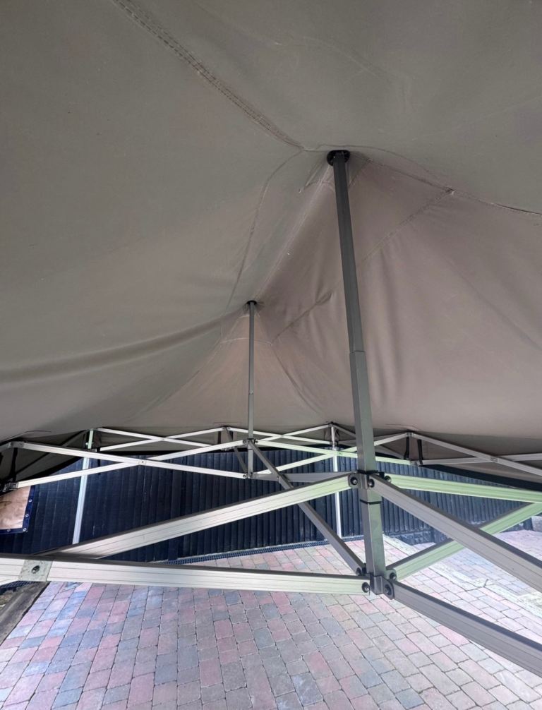 Gazebo awning marquee 6m x 3m taupe heavy duty hex 50 60 mm with all side panels 