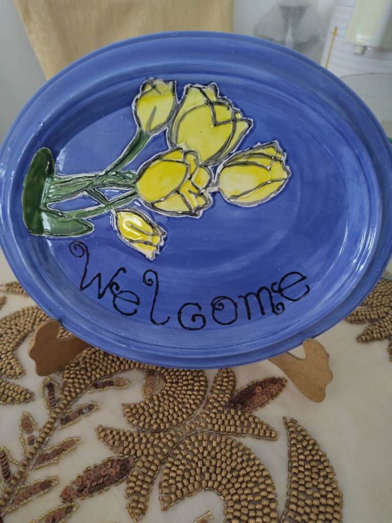Oval ceramic Welcome plaque