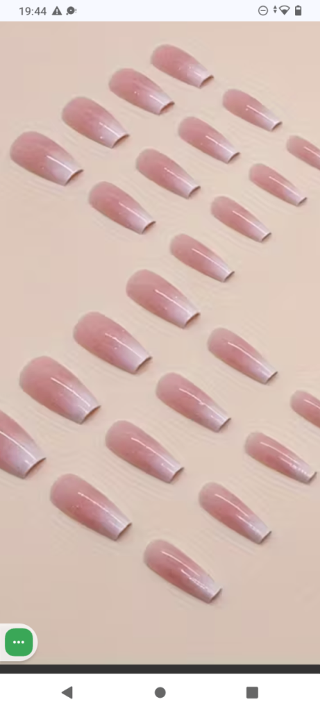 24pcs of rectangular long press-on fake nail stickers in pink fashionable & 1 nail file & 1 jell