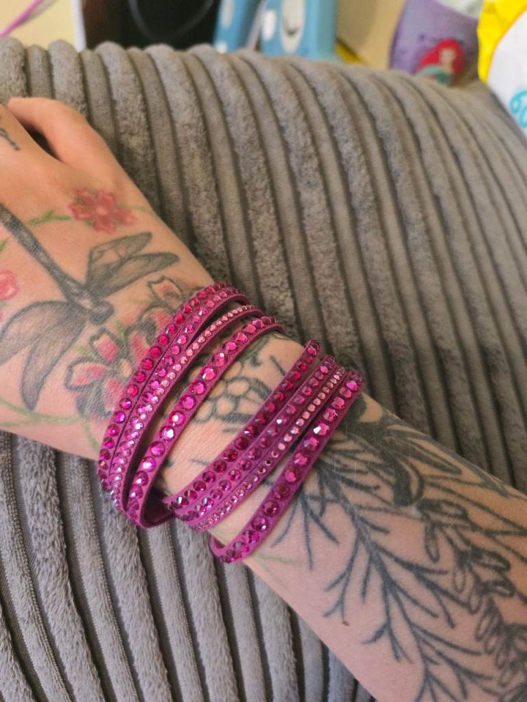 Swarovski suade hot pink wrap bracelet 