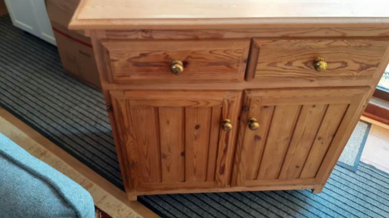 FREE,  PINE CUPBOARD WITH TO DOORS AND TWO DRAWERS