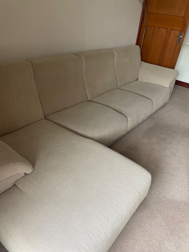 Italian made four seater sofa with lazy boy end , armchair and footstool