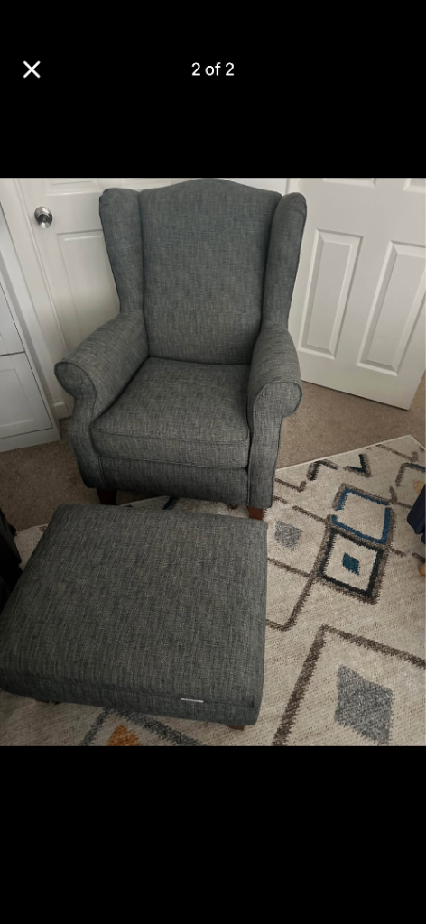 Next blue armchair and footstool