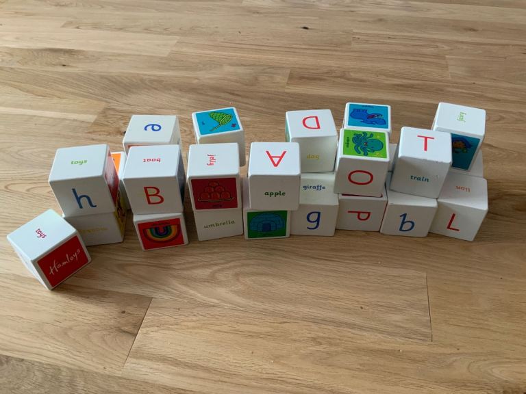Wooden Alphabet and Picture Blocks - Good Condition