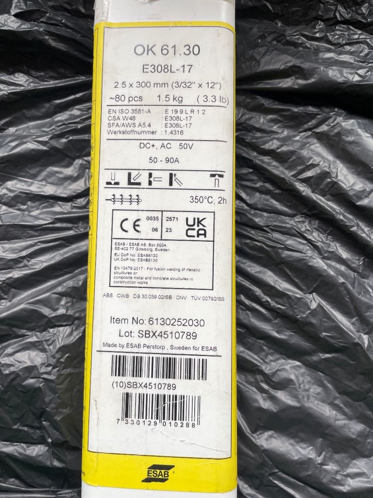 ESAB OK 61.30 E308L-17 stainless steel welding rods