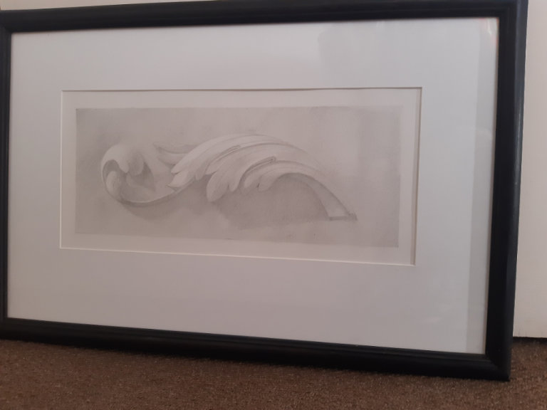 Black framed drawing, picture, painting, photo 