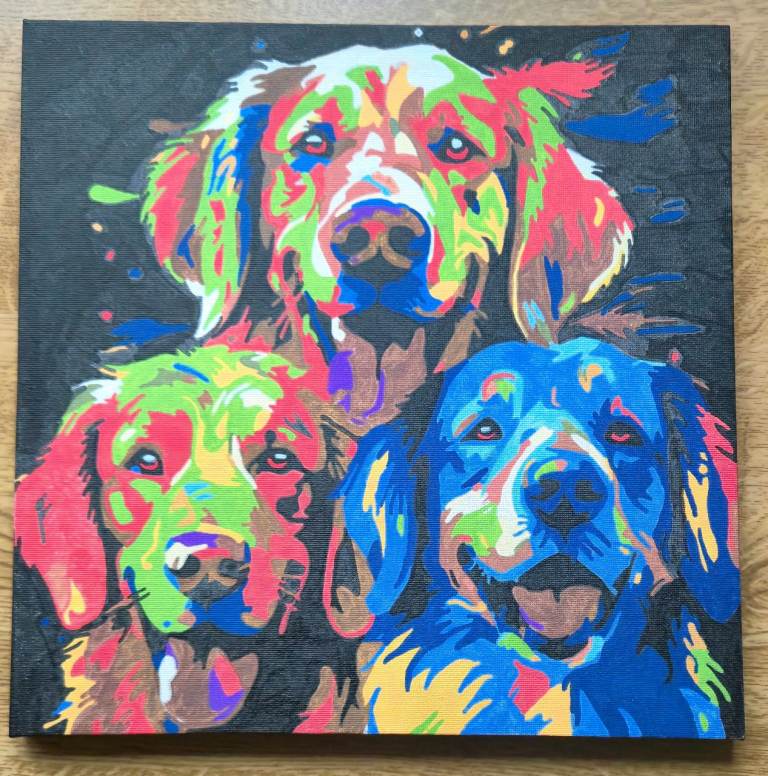 Hand painted golden retrievers