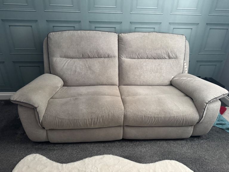 Grey Fabric Electric Recliner Sofa – Two Seater, Good Condition