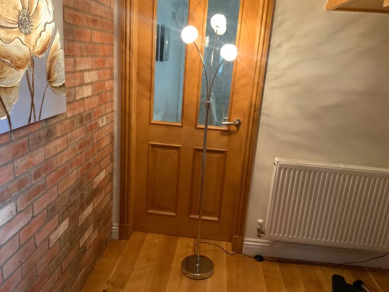 Silver Standard Lamp with 3 lights vgc as new