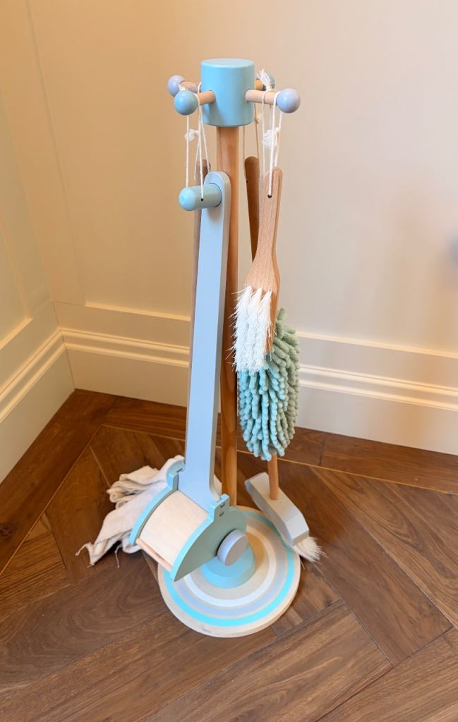 Wooden Kids Cleaning Play Set with Stand - £10