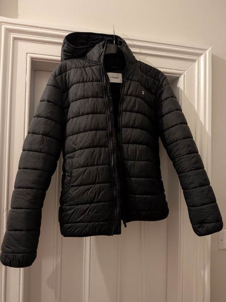 Farah Puffer/Down Jacket with Hood – Black, Large