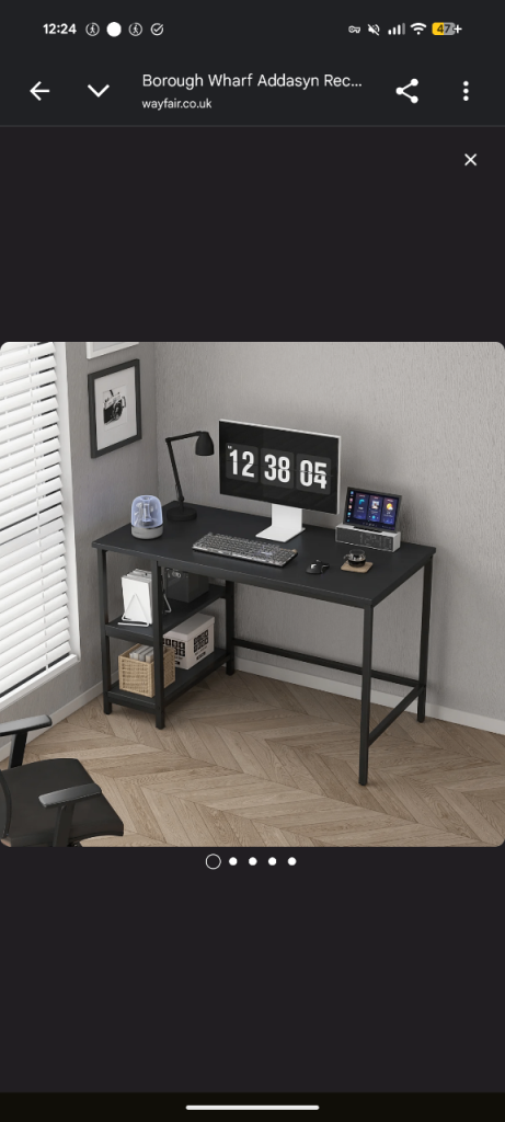 Modern Black Office/Computer Desk with Shelves – New