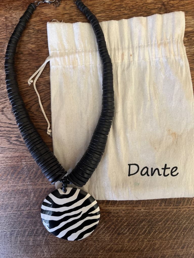 Dante Wooden Zebra Print Necklace – Good Condition