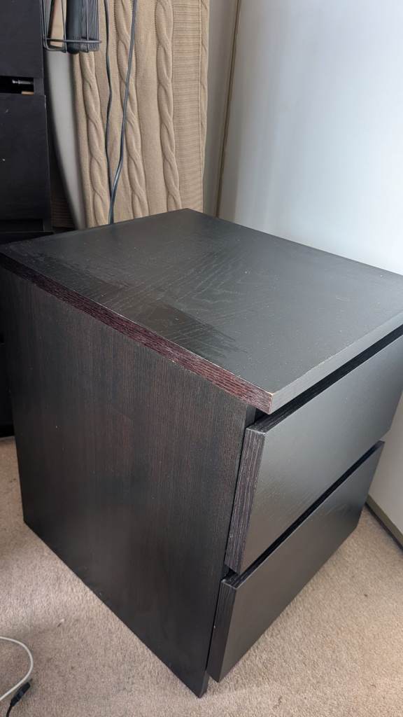 IKEA Malm Black- brown bedside Chest of Drawers 
