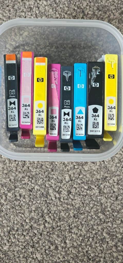 HP original 364XL printer cartridges 3 new, 5 partially used 
