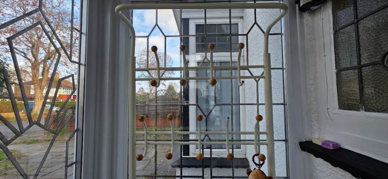 Cream Metal Hall Stand / Coat & Shoe Rack