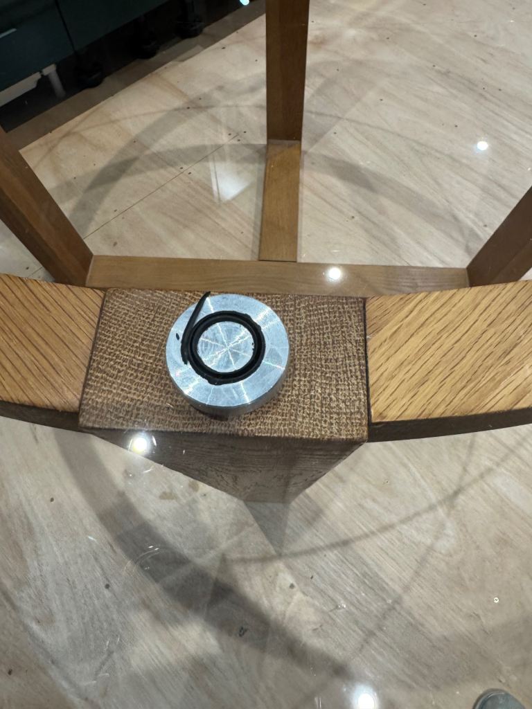 John Lewis Glass top oak dining table round