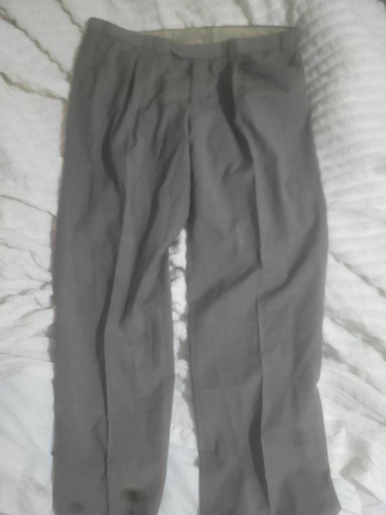 Marks & Spencer Tailoring Wool Blend Grey Check Trousers 40/31
