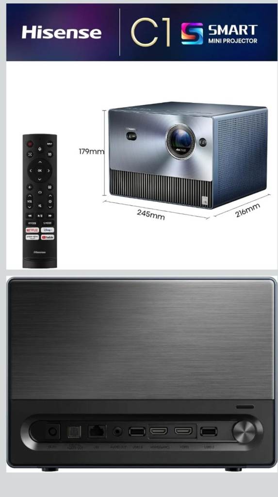 Hisense 4K Trichroma Mini Laser Projector C1TUK 65-300"