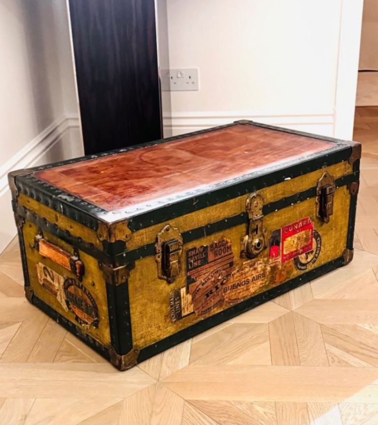 Vintage Travel Steamer Trunk – Original Labels – Exceptional Decorative Piece