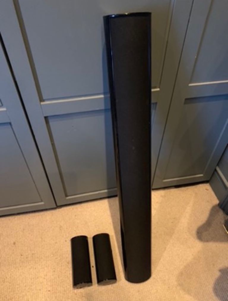 Kef surround sound speakers.  Centre soundbar and two surround sound speakers. 