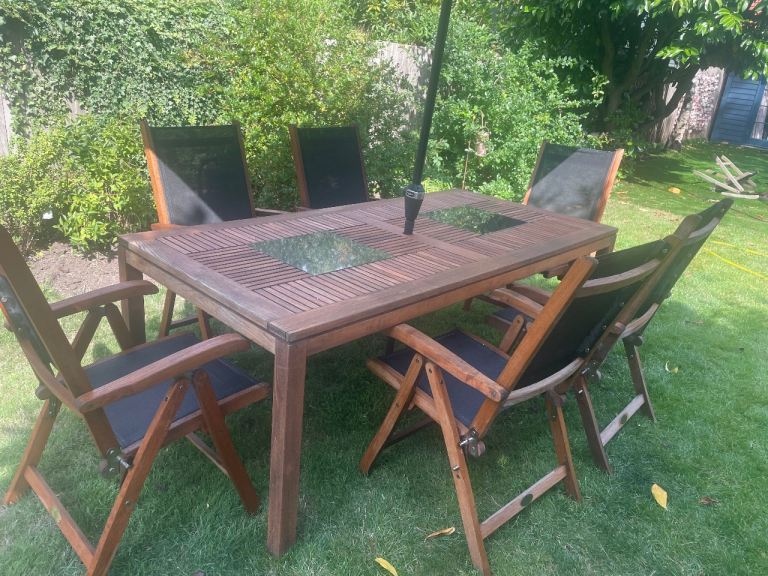 Alexander Rose Garden Furniture Dining Set Table and Chairs Teak