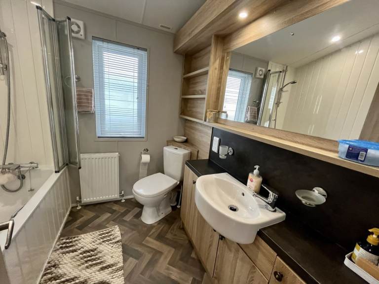 Luxury twin lodge for sale at Newquay Holiday Park, Cornwall TR8 4HS - Excellent condition