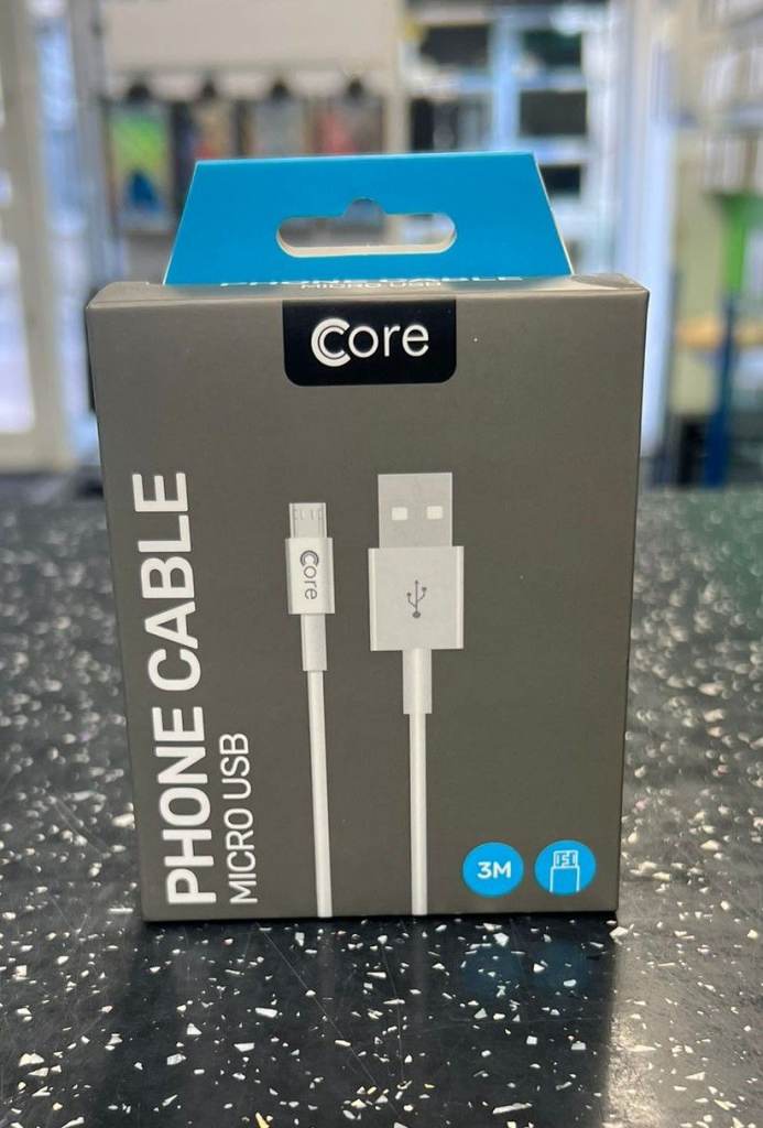 🔌 BRAND NEW CORE 3 METRE MICRO USB CABLE – WHITE 🔌 🔥 ONLY £4.99 🔥