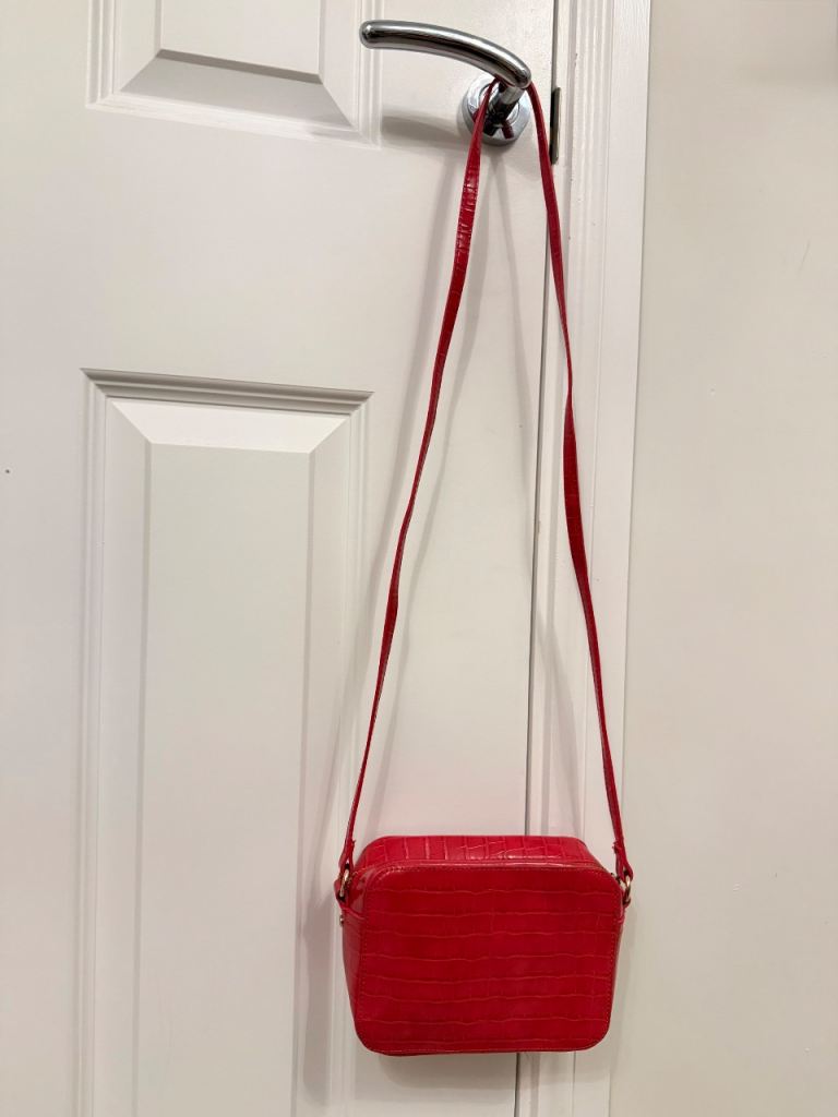 Miss Selfridge Red Croc Crossbody Bag