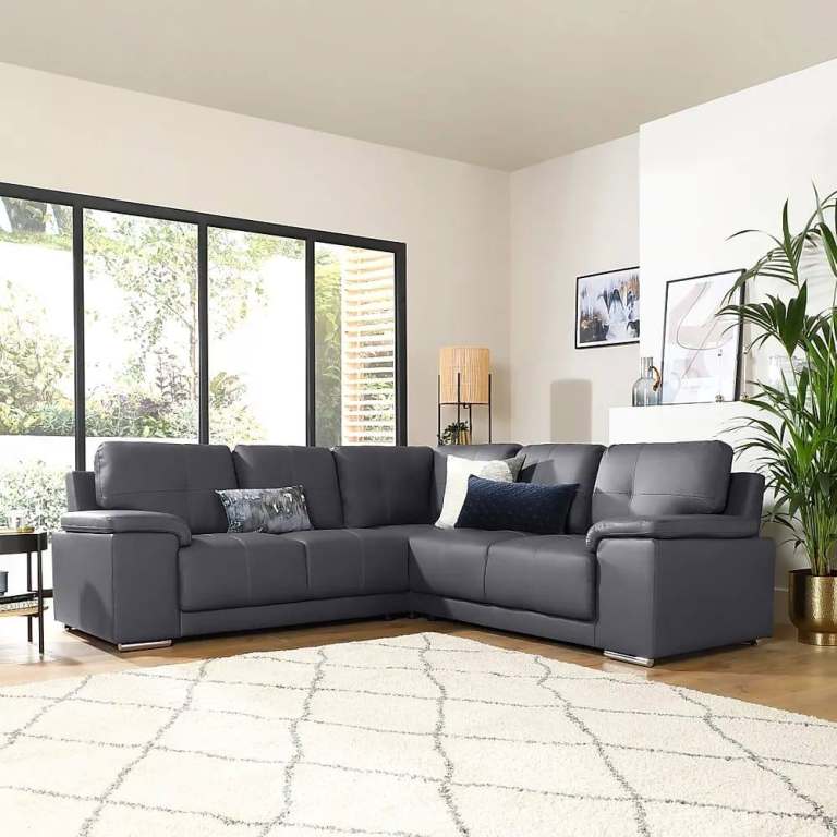 New Leather Grey Corner Sofa 