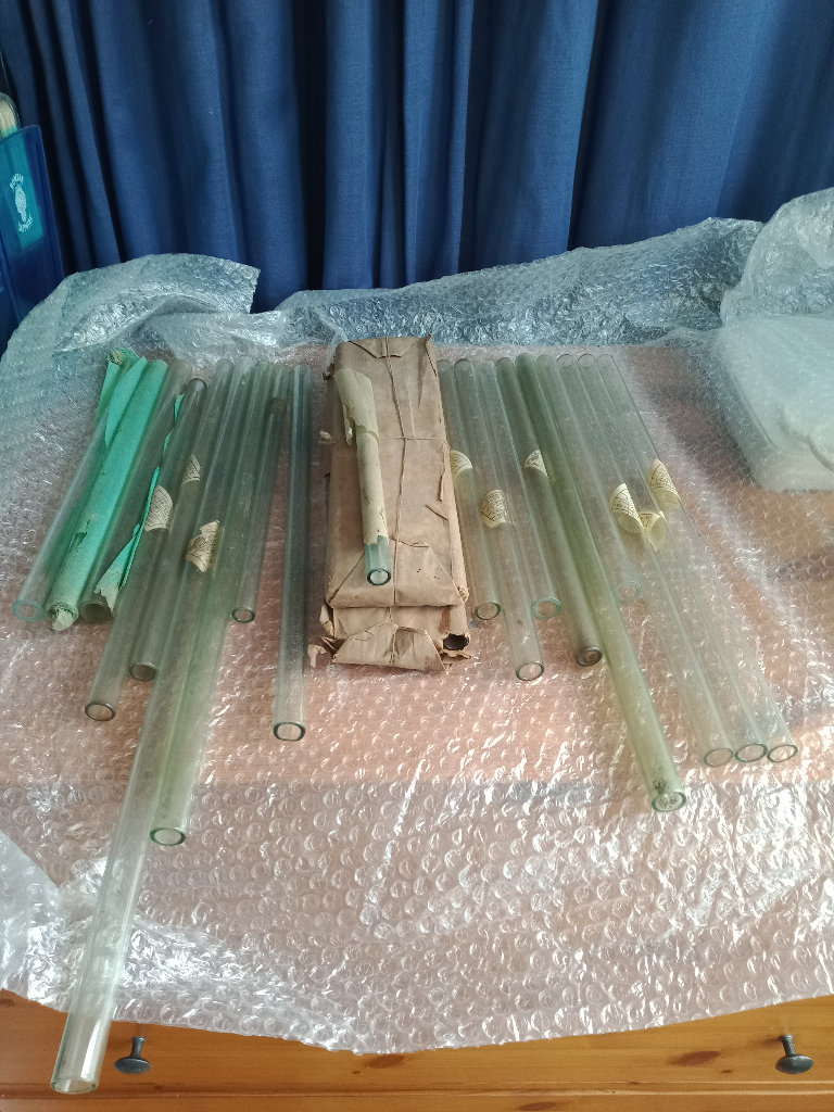 29 vintage French annealed glass tubes for steam