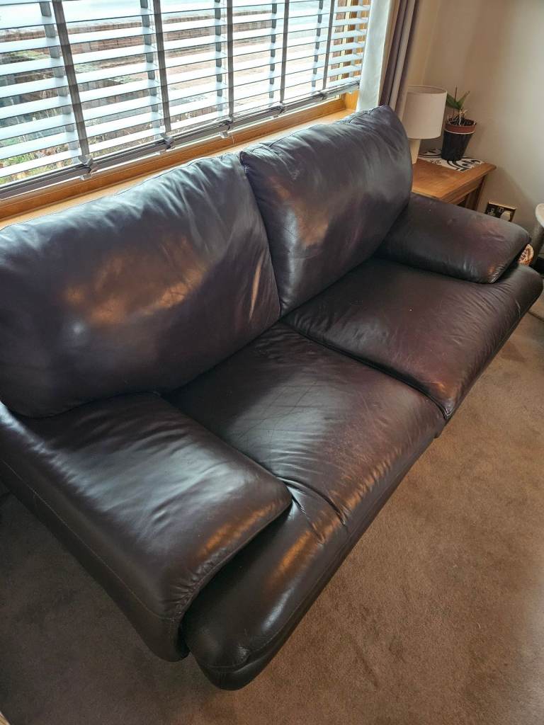 2 leather sofas and armchair 