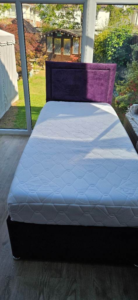 Purple single bed divan with headboard