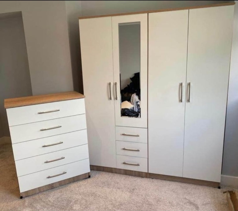 ⭐2 Door-10 Door Free Standing Folding Door Wardrobes with Mirror & Drawers⭐Multiple Color Options