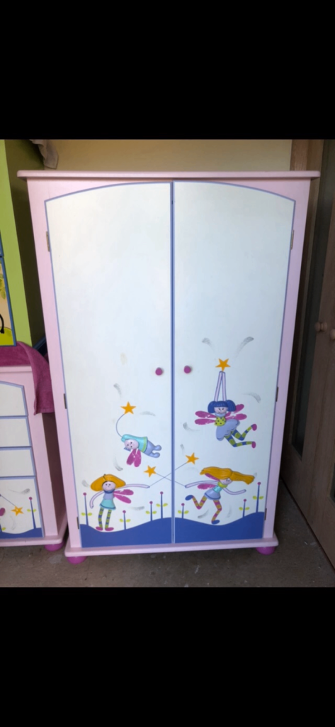 Hand painted “Funky Fairies” wardrobe and desk