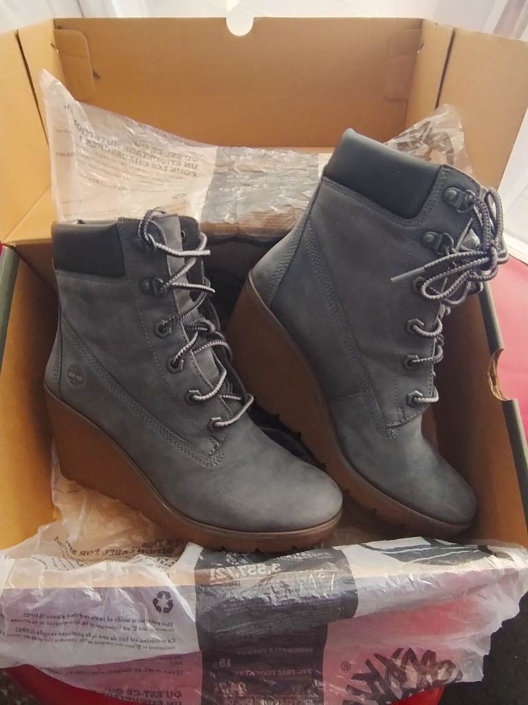 Timberland ‘Paris Height’ Wedge Heel Ankle Boots - Nubuck Leather UK4
