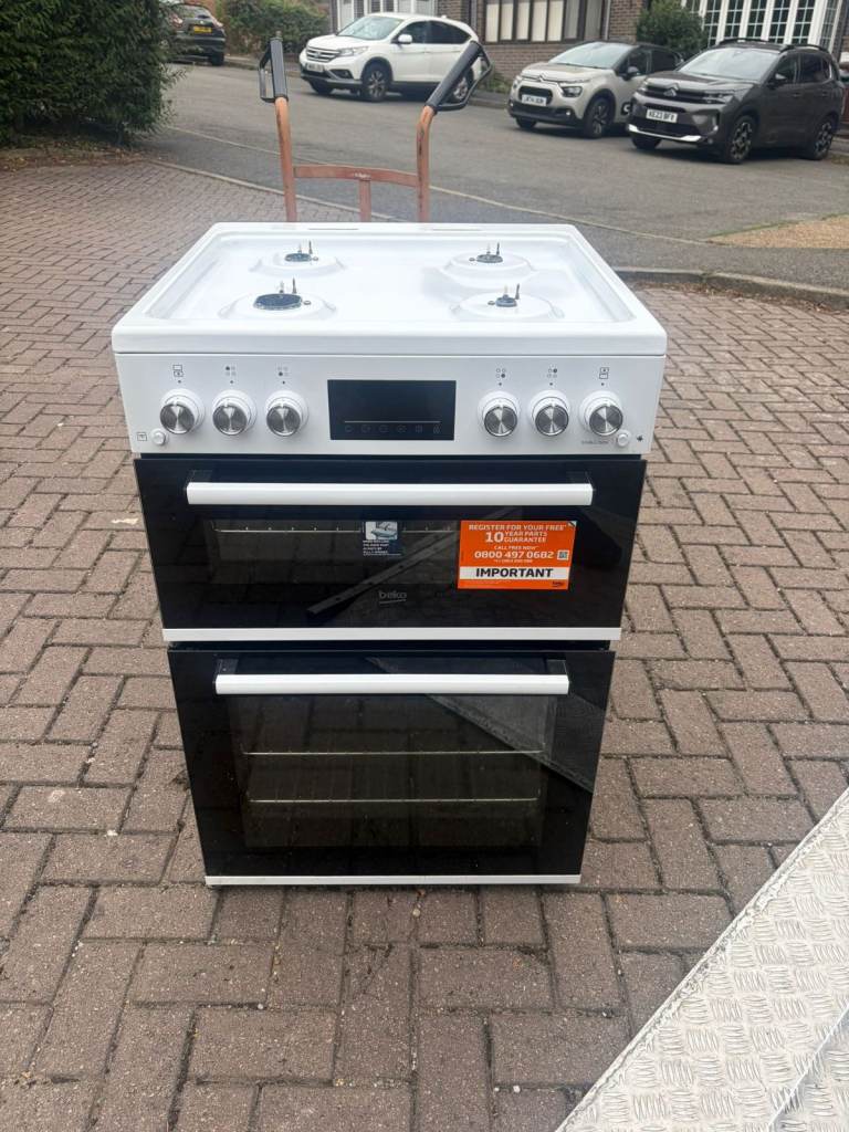 New White Freestanding Electric Cooker with Double Oven