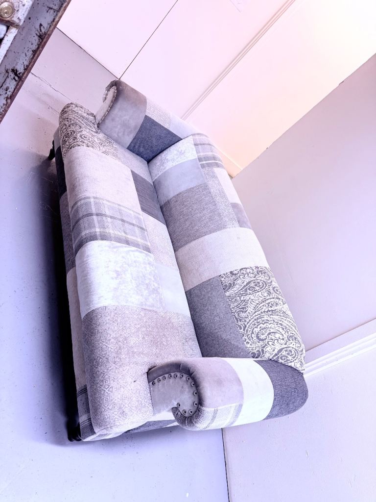 DFS GREY PATCHWORK SOFA 