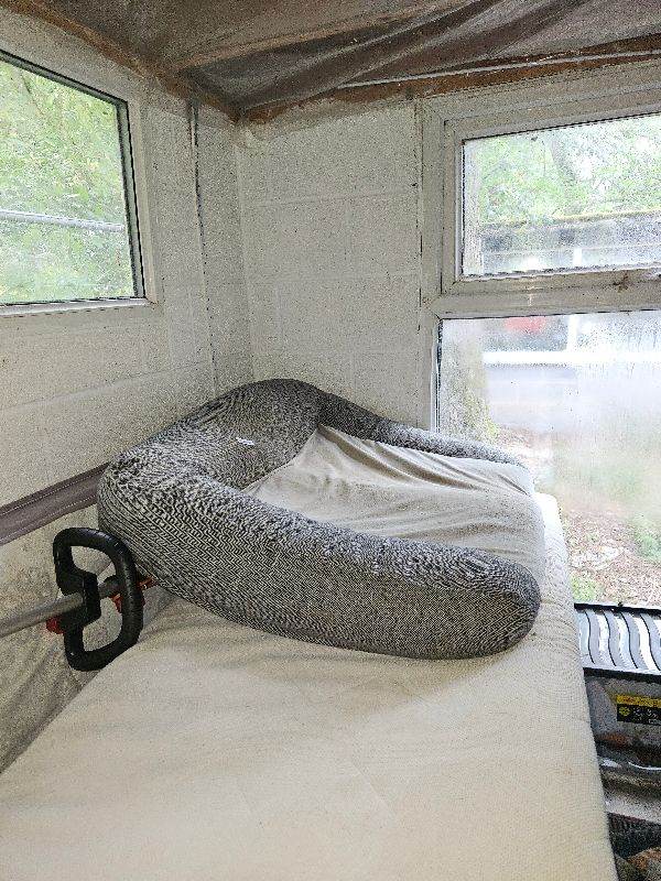 3 dog beds used 1 soft v large 1 plastic tug 1 vsmall plastic tub