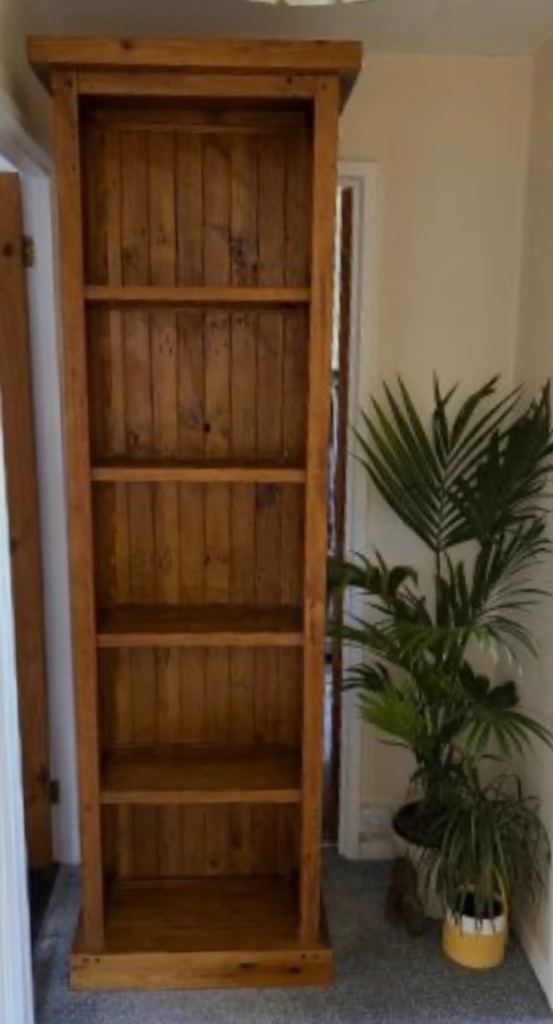 REALLY SOLID HEAVY ANTIQUED PINE BOOKCASE