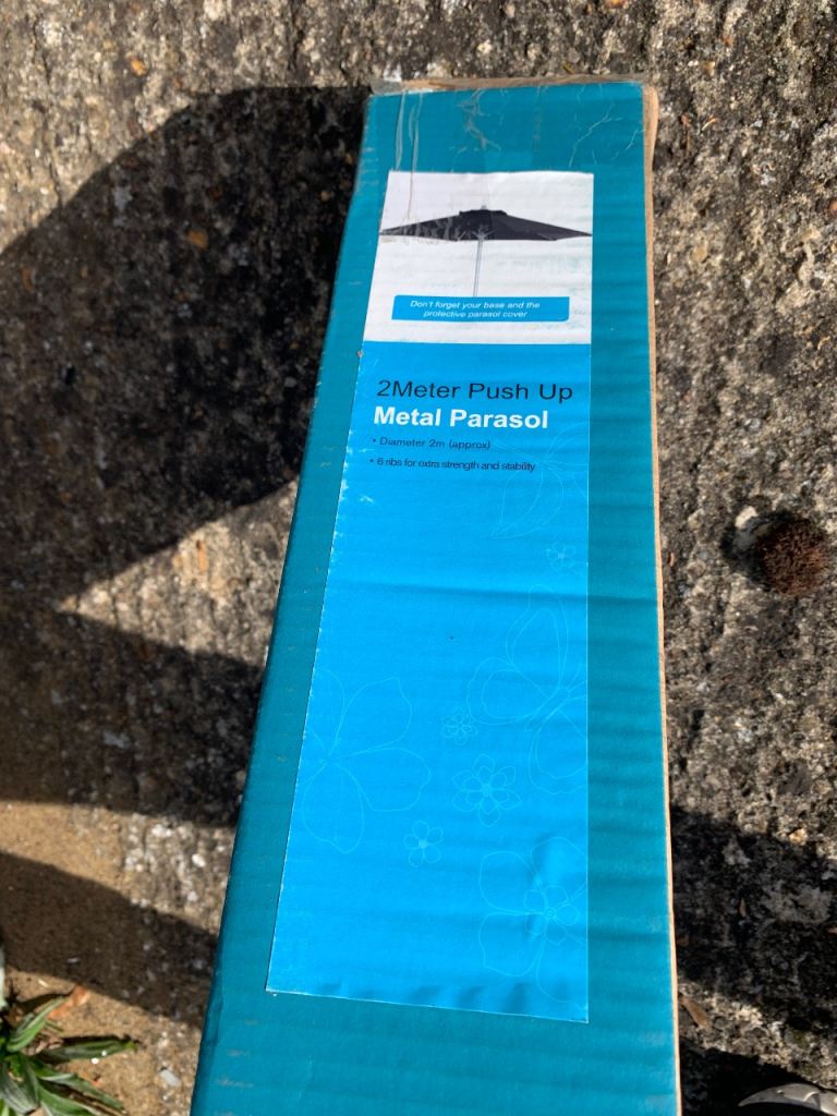 New black 2 Meter Push Up Metal Parasol