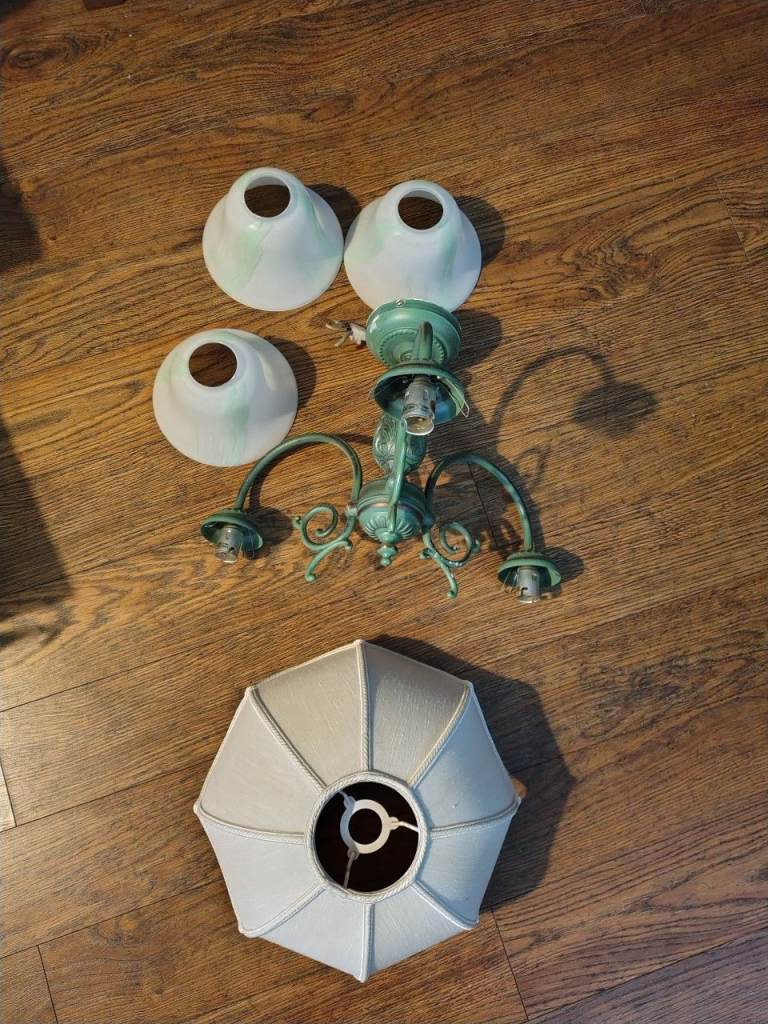 Ceiling light with glass shades and another lamp shade