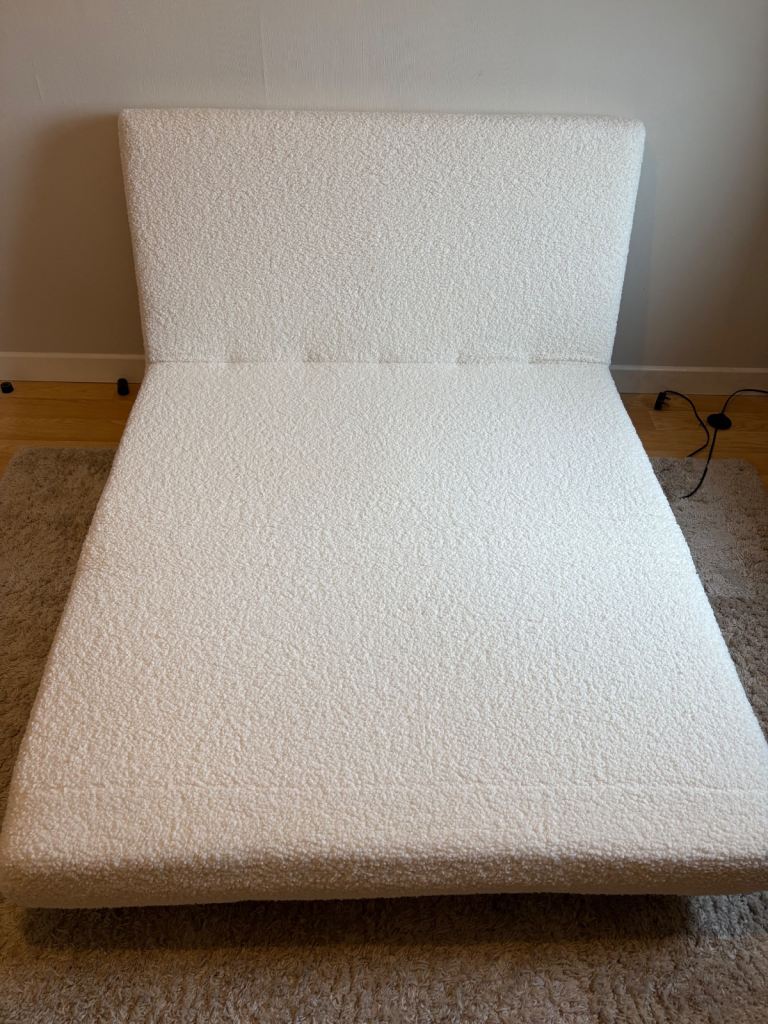 Double white boucle sofa bed