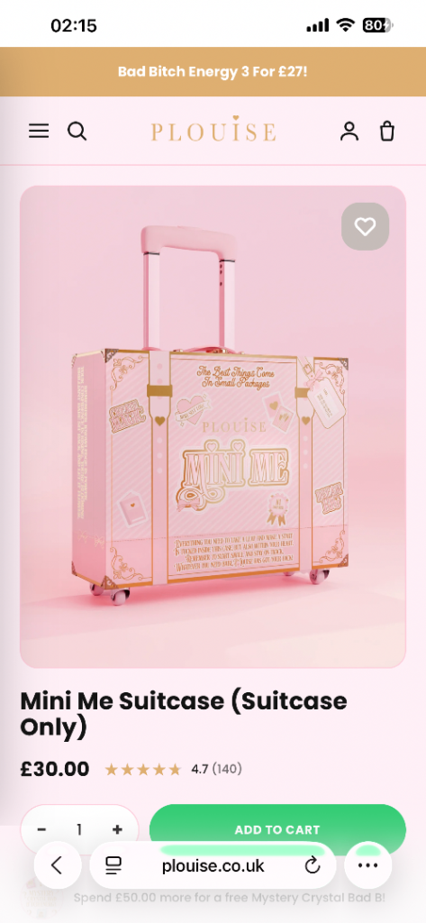 PLouise Mini Me Suitcase - Pink, Brand New