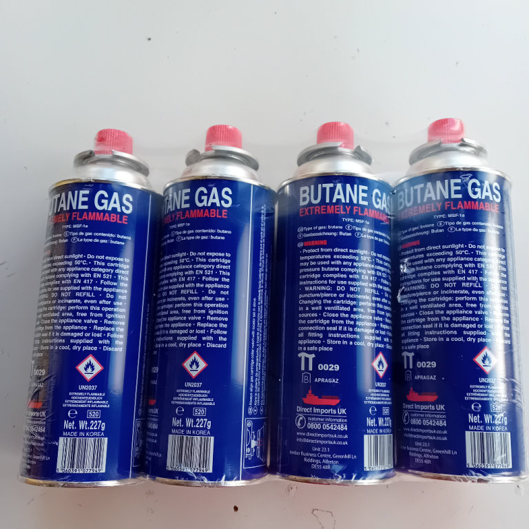 GAS CANNISTERS FULL 330 ML. £2.25  EACH CAN,  I HAVE UPTO 50 OF THEM  CF39 8DG