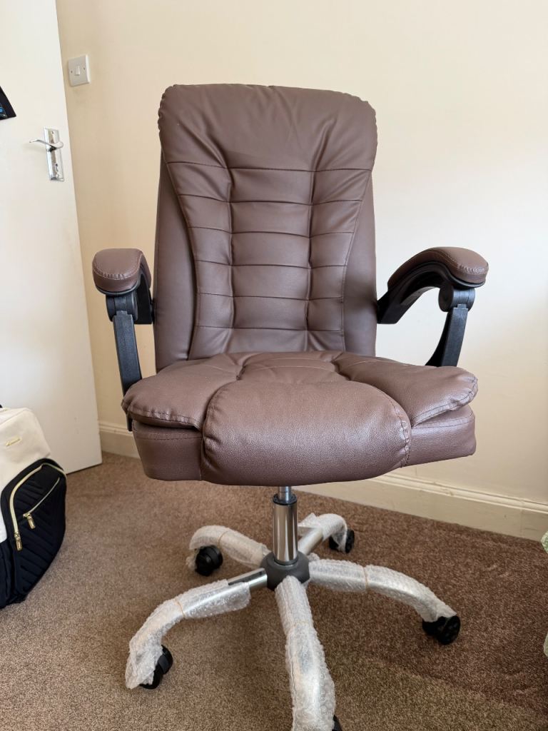 Ergonomic Brown Office Chair - Comfy & Adjustable, Practically New