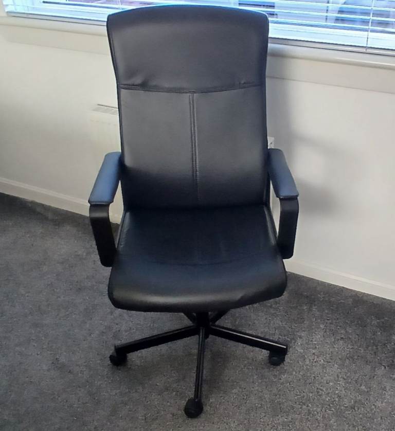 Black leather home office chair from IKEA. Like new.