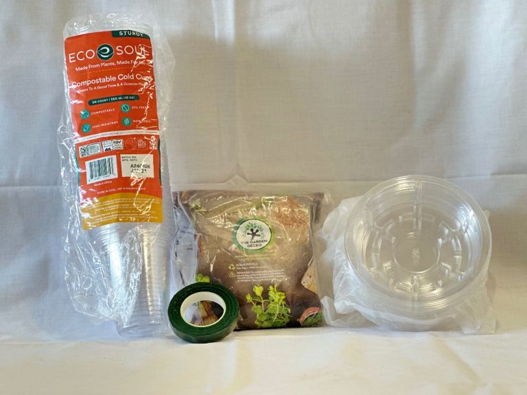 Gardening supplies Bundle  - Pot Feet, Plant Saucers, Compostable Cups & Floral Tape